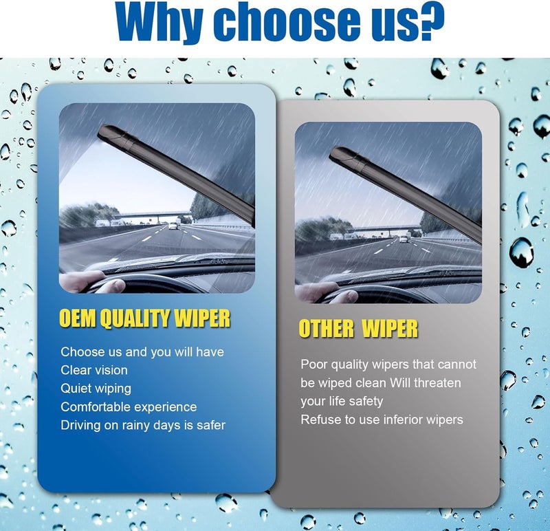 HRSNO 26"+20" Windshield Wipers With 16" Rear Wiper Blade Sets Automotive Replacement for Dodge grand caravan 2008-2020,Easy For Installation (Pack of 3) - Image 3